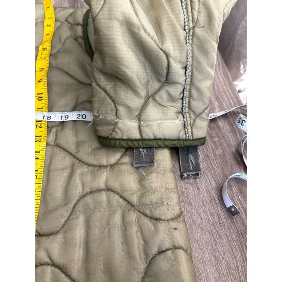 vintage army olive green quilted open front jacket - Picture 6 of 6